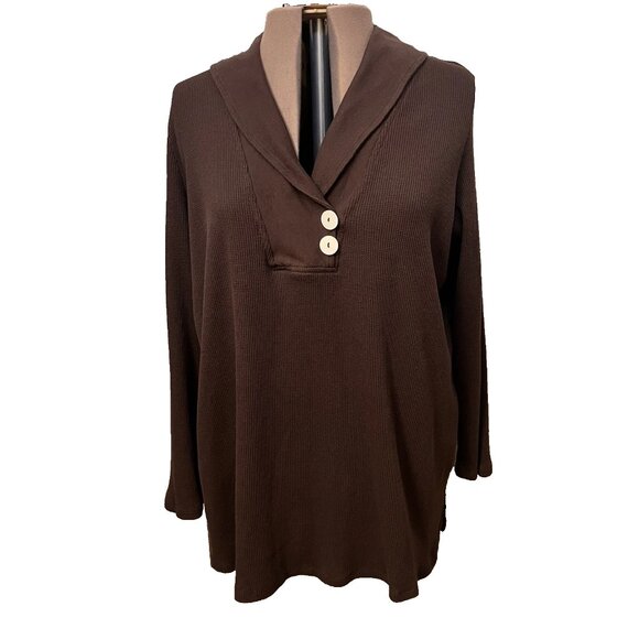 Roaman's.  Size 1X. 22-24.  Cotton Poly.  Pullover Brown Sweater.  B103 - Picture 1 of 7